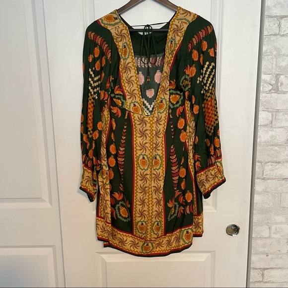 Farm Rio pineapple printed tunic dress tie back tassel - Picture 10 of 13